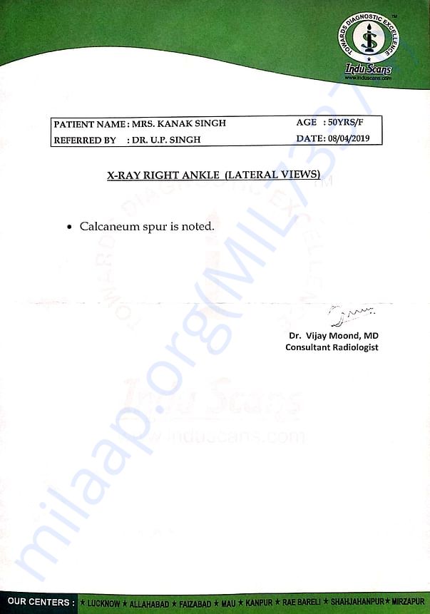 Misleading X-ray report which caused delay in the surgery.
