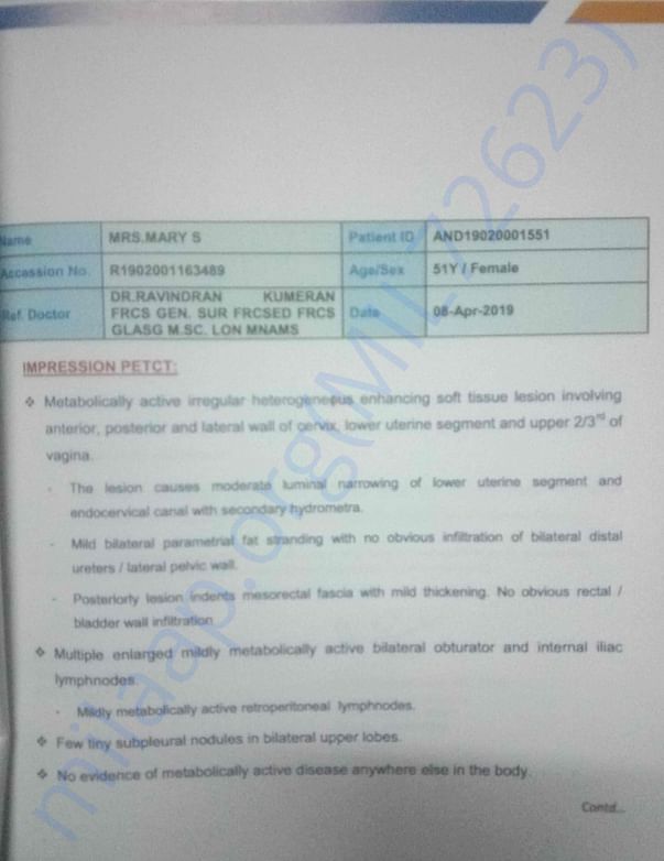 Pet scan report
