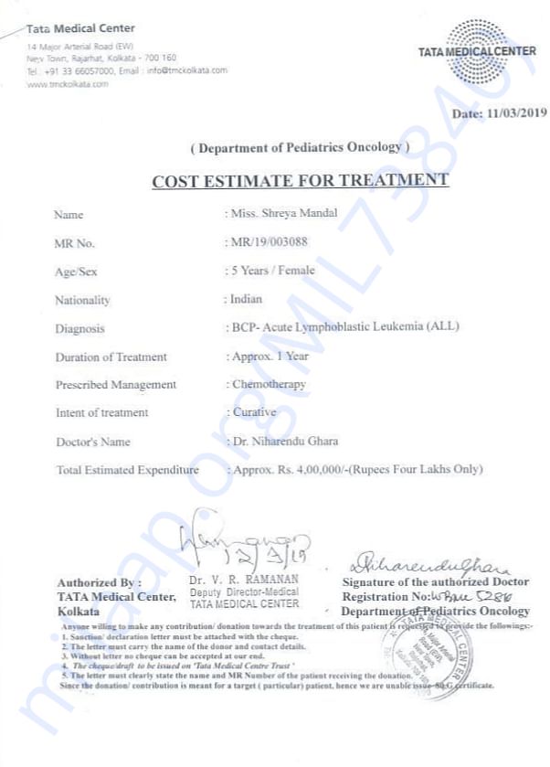 Estimation letter
