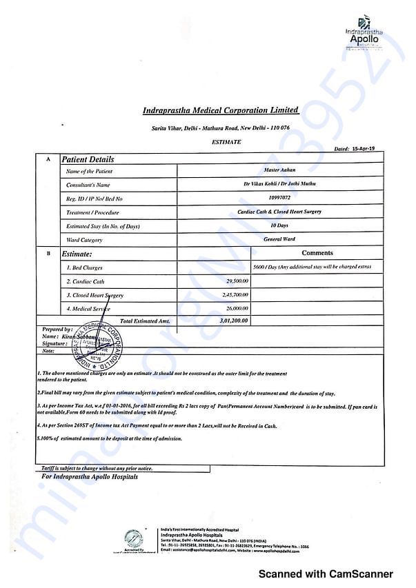 Estimation letter