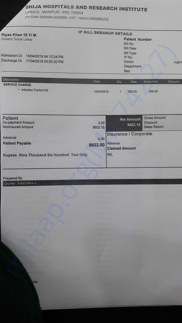 Medical Bill of one of the Patients
