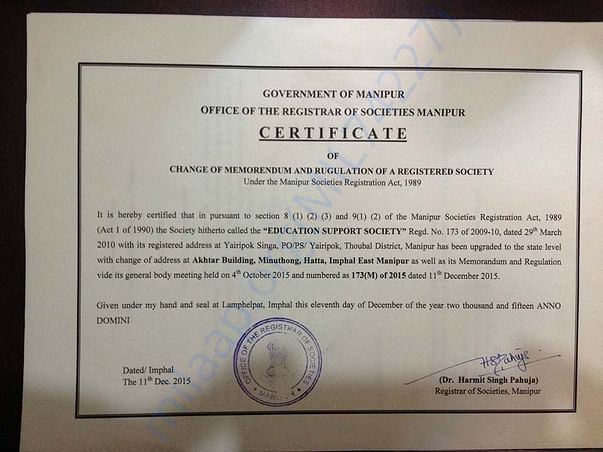 NGO Registration certificate