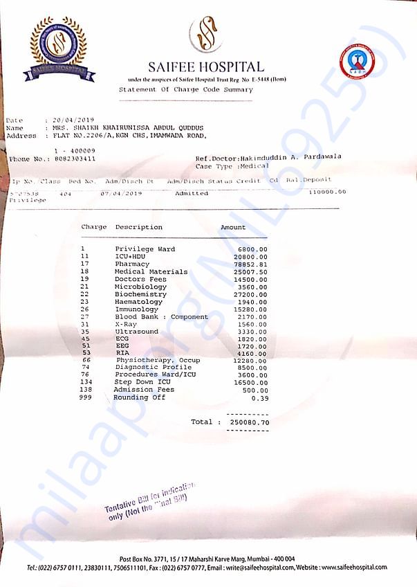 Updated bill till now