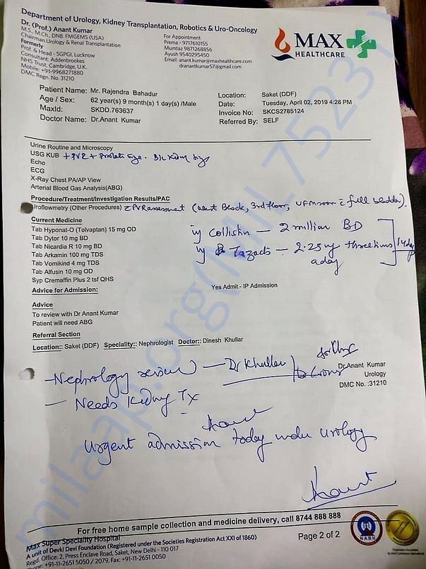 Doctor's Prescription of my father