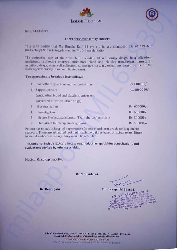 Estimation letter