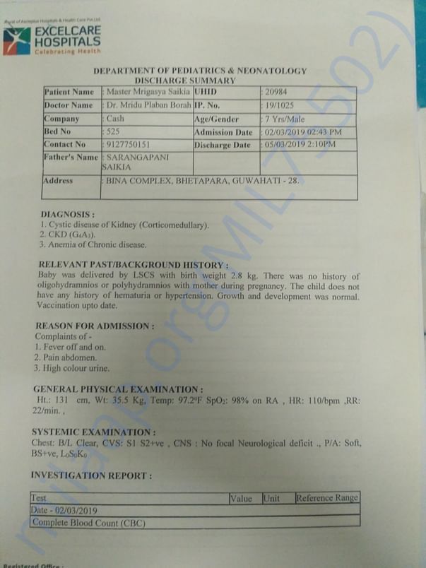 Diagnosis letter