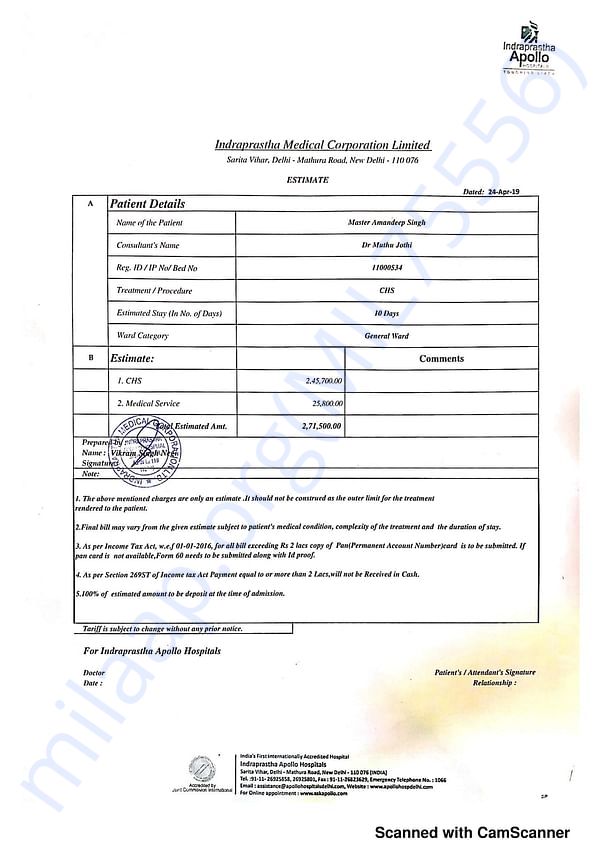 Estimation letter