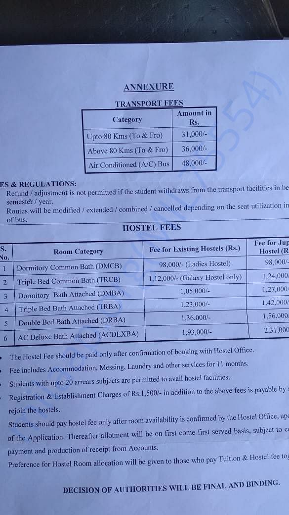 Transportation Fee for College upto 80 KM 31K. refer first line.