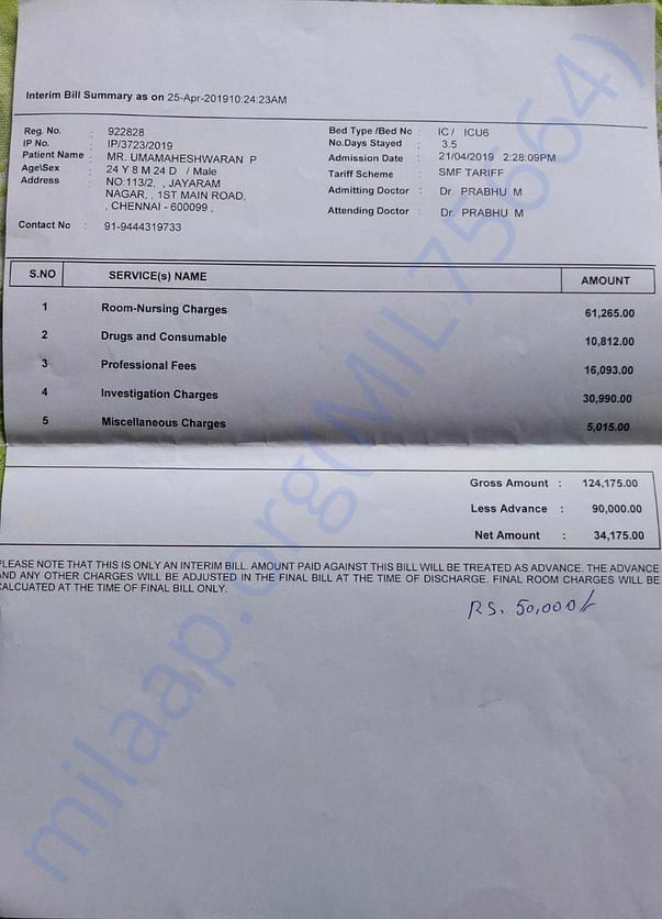 This is treatment receipt for your reference