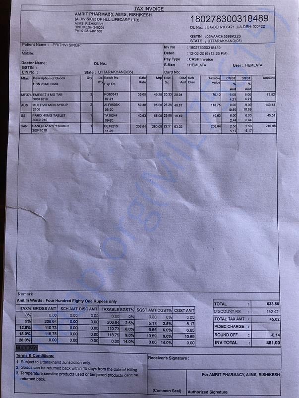 Pharmacy Bill