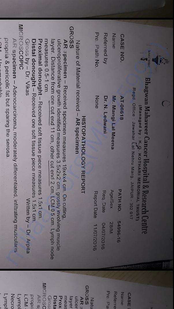 Histopathology report.