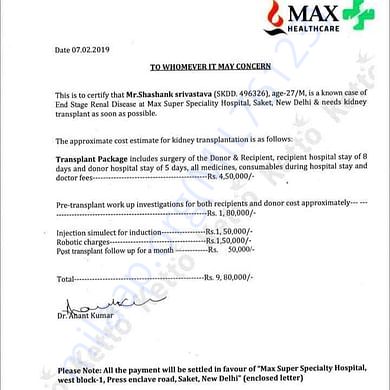 Max hospital in Saket,as donor is my uncle so pgi refused to operate