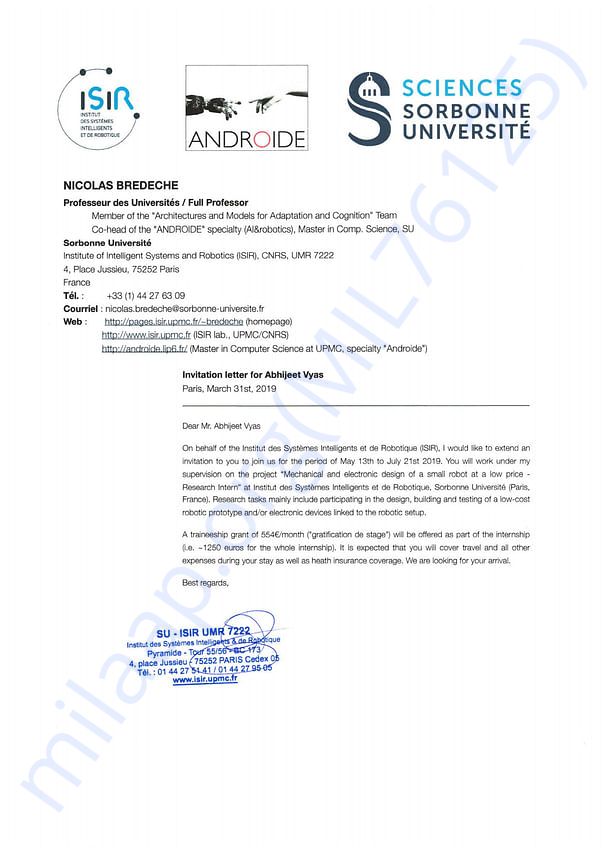Research Internship Invitation Letter