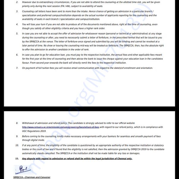 Admission letter