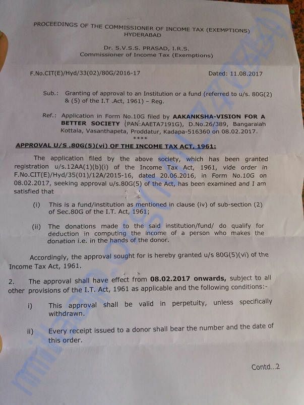 Tax Exemption for Donors Certificate
