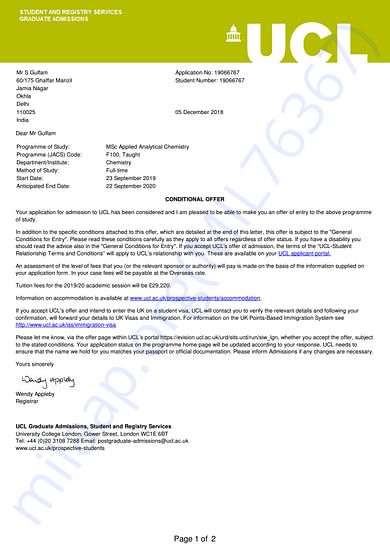 Admission letter