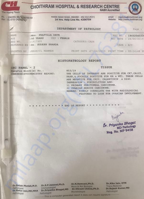 Biopsy Report Page 1