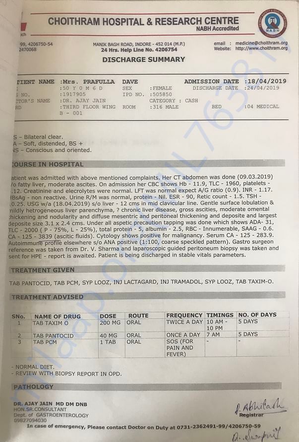 Choithram Hospital Discharge Summary