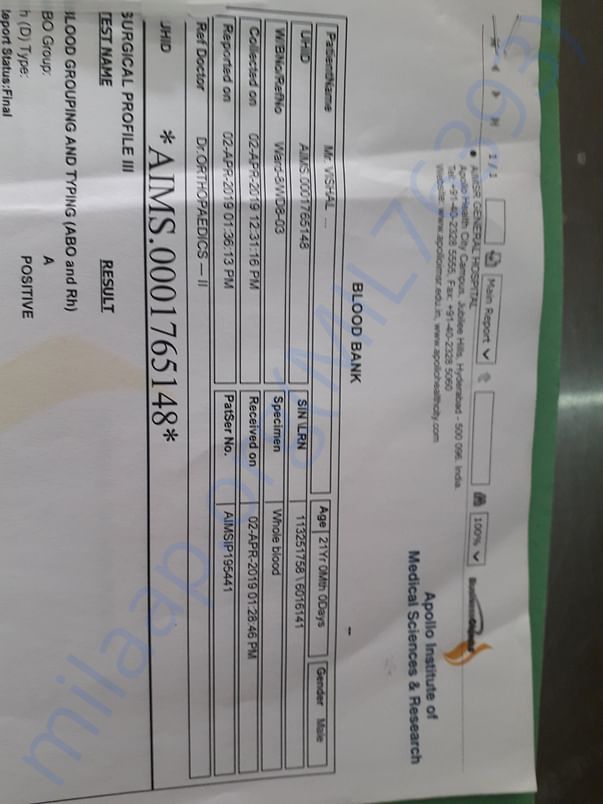 Blood report record