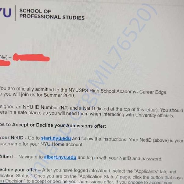 Admission letter