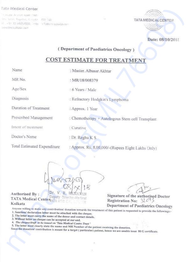 Estimation letter