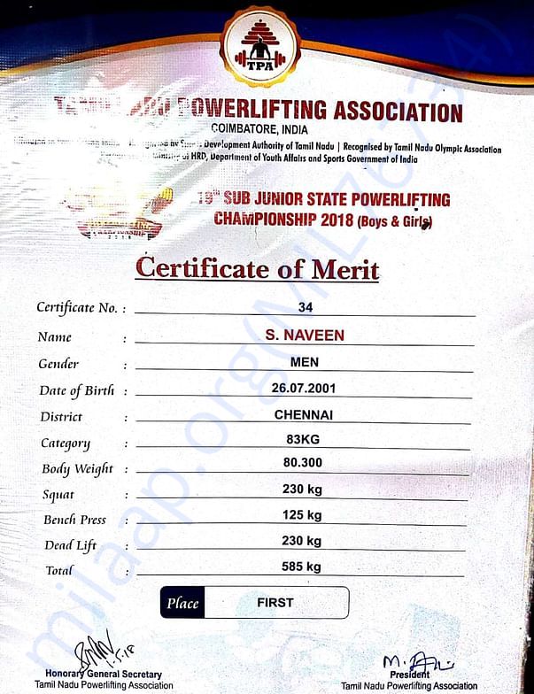 Tamil Nadu powerlifting