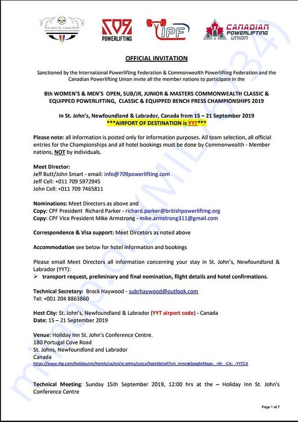IPF Commonwealth Championship Canada