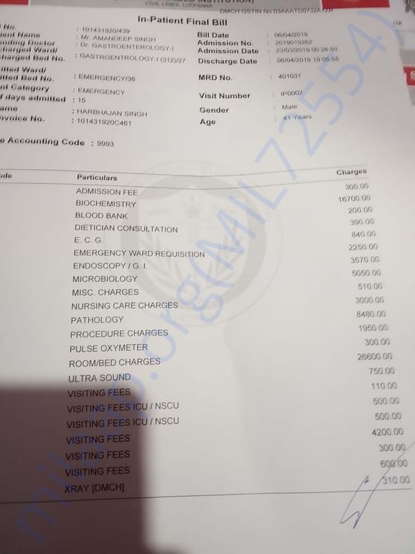 Current Hospitalization Bill for Paracentesis & other procedures - pg8