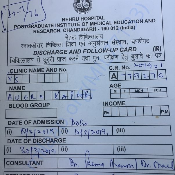 Medical Card 2nd PGIMER