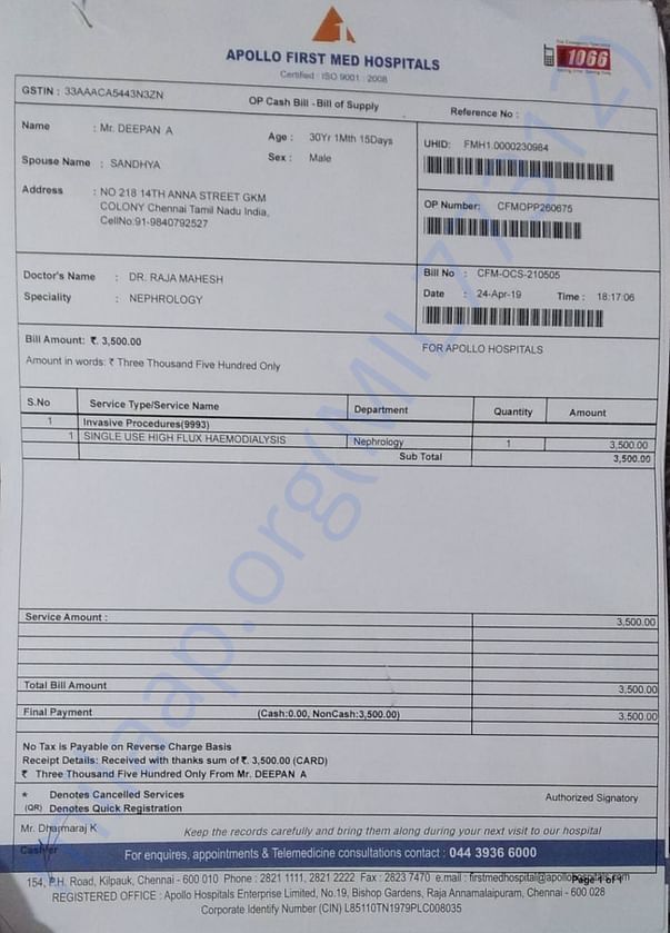 dialysis bill