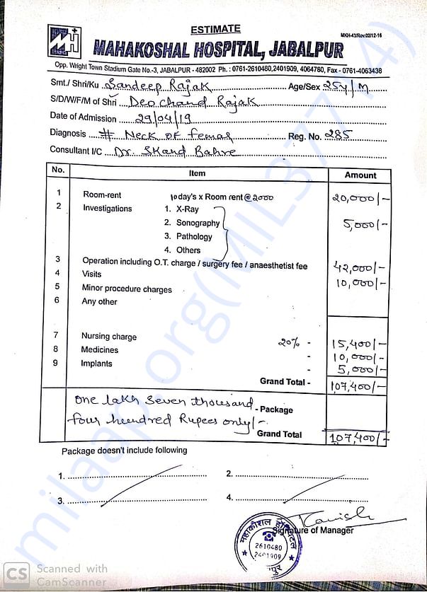 my injury surgery treatment estimate