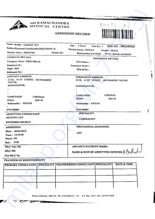 hospital document