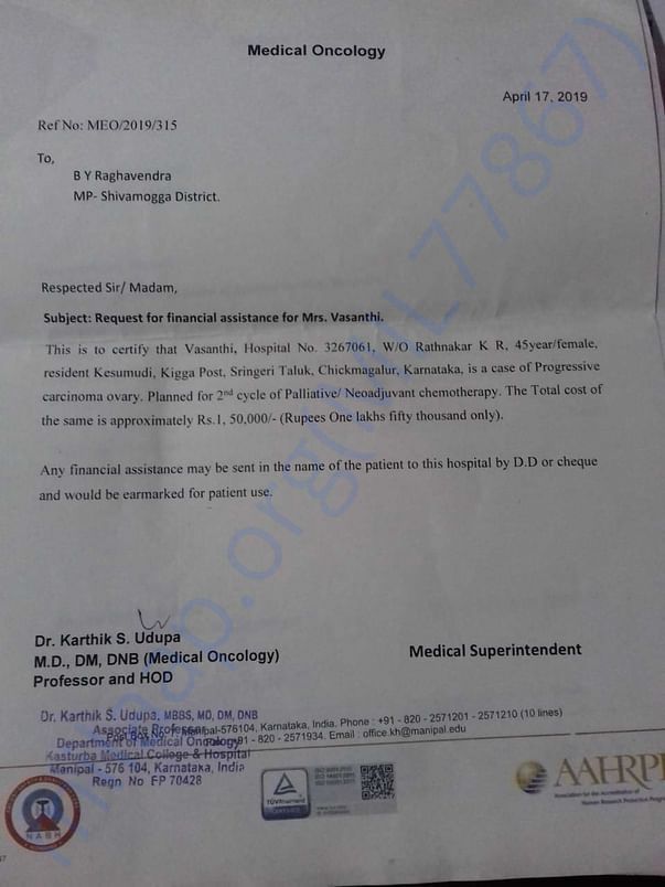 Request Letter to local politician with the Doctor Report