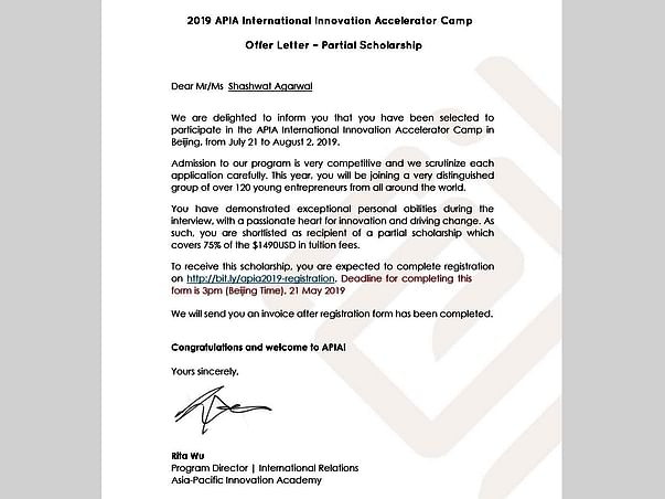 Help Shashwat Attend APIA Accelerator Program 2019