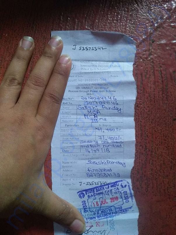 Fee receipt of second year.