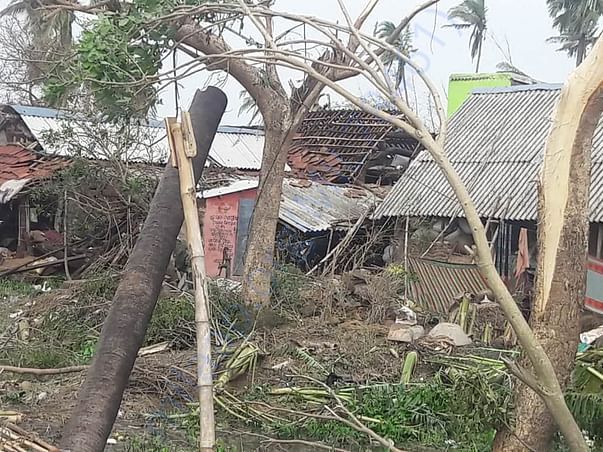Destruction by the cyclonic winds