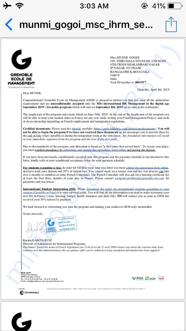 Offer letter