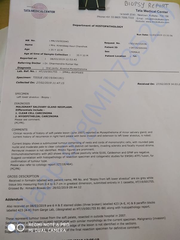 Biopsy Report from Tata Medical Center