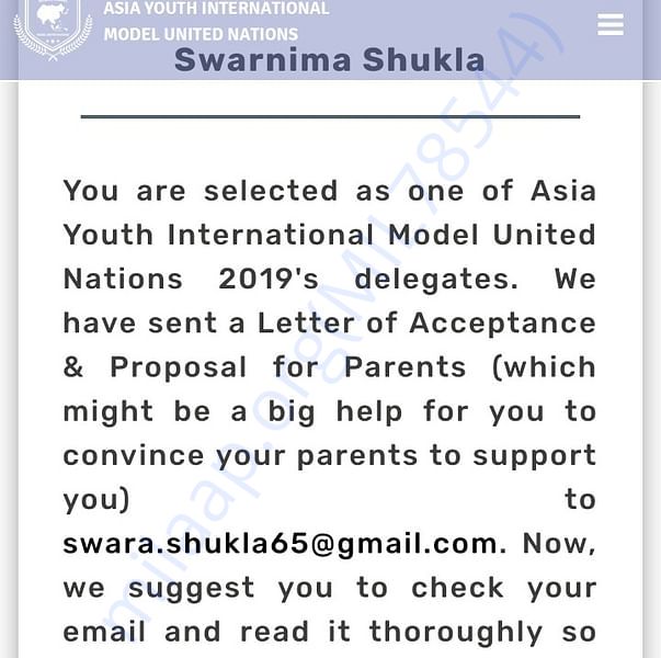 Admission letter