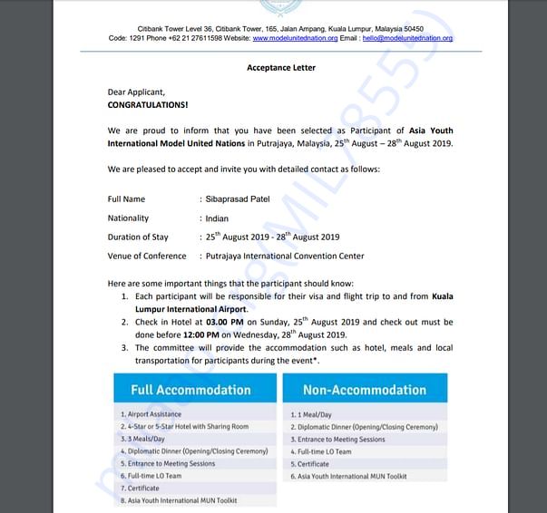 Acceptance Letter