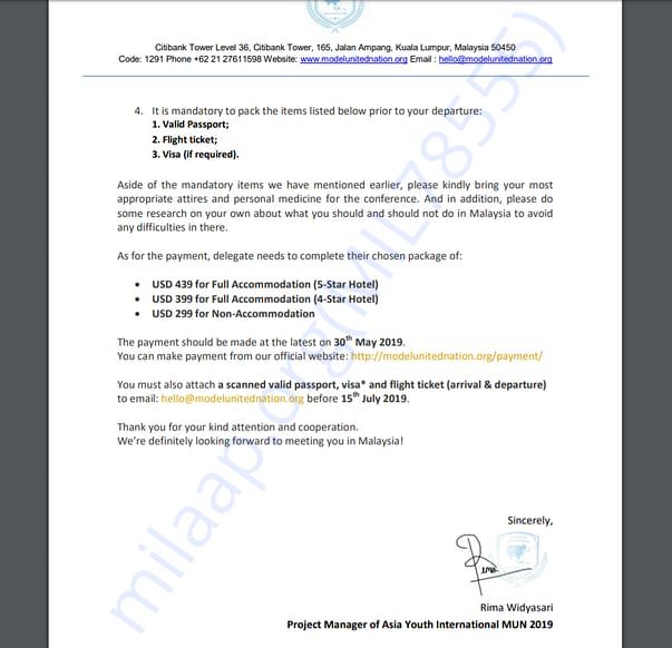 Acceptance Letter