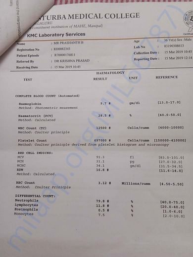 Blood Count Report