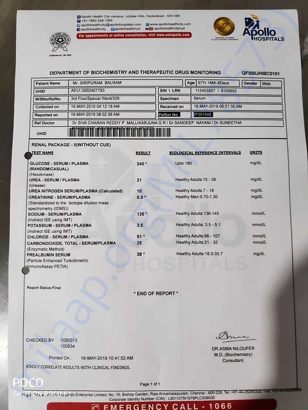 Hospital report.