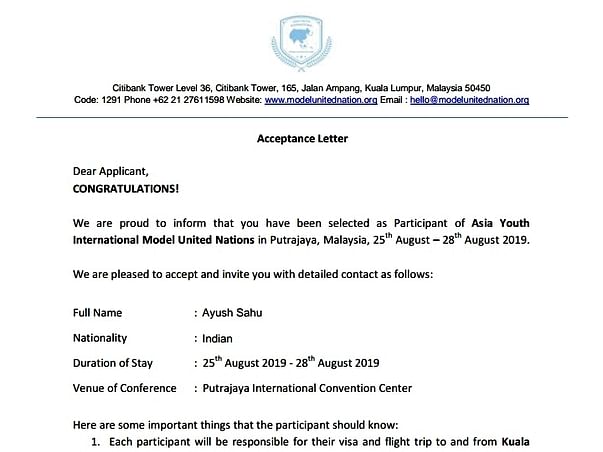Fund to attend AYIMUN