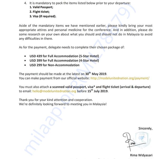 Estimation Letter