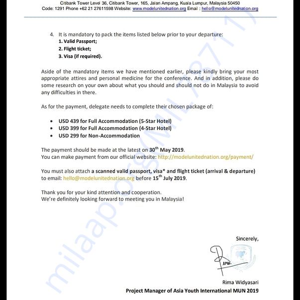Estimation Letter
