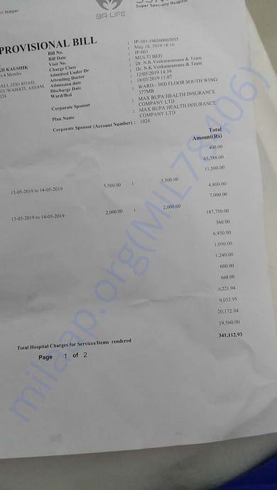 Current hospital bill
