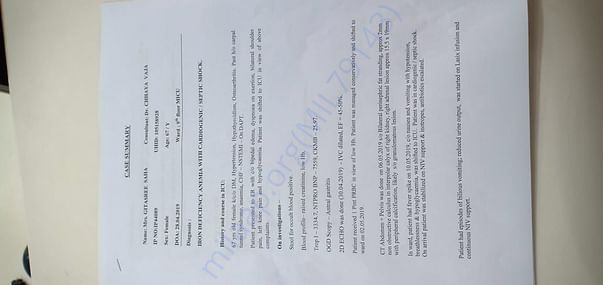 Case Summary for Mrs Gitasree Saha