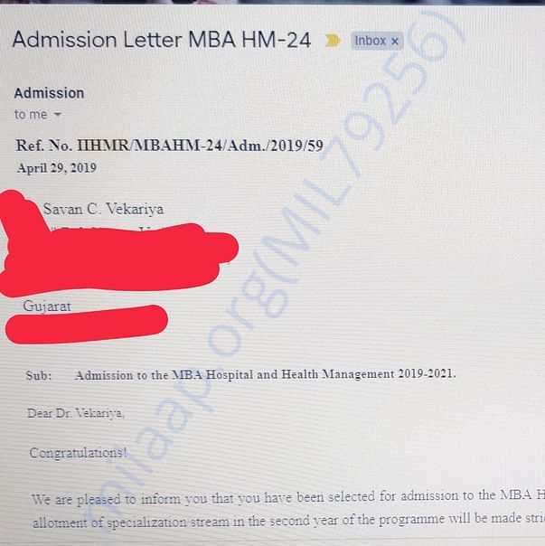 Admission letter