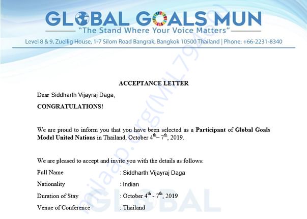 Selection Letter